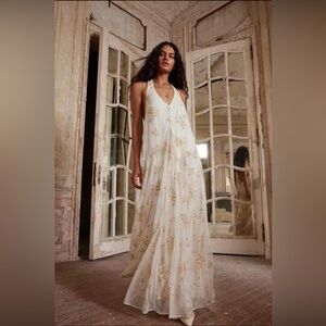 Free People Embroidered Holding On Convertible Maxi Dress Size M